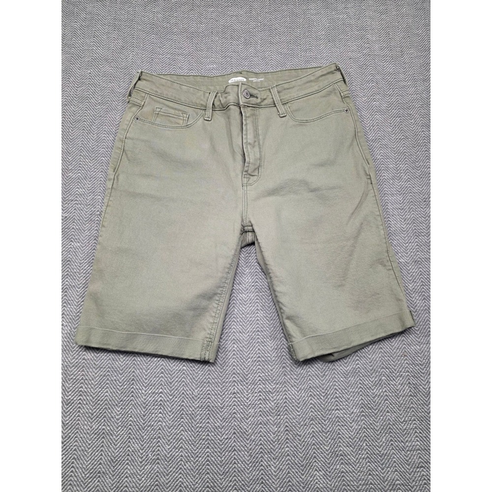 Old Navy Womens High Rise Bermuda Short Olive Green Size 10 Stretch Cotton Twill